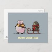 Varkens en egel met sjaal briefkaart (Voorkant / Achterkant)