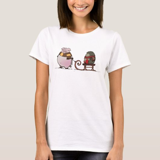 Varkens en egel met sjaal t-shirt (Voorkant)