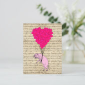 Varkens en hartballonnen briefkaart (Staand voorkant)