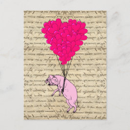 Varkens en hartballonnen briefkaart