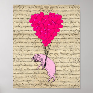 Varkens en hartballonnen poster