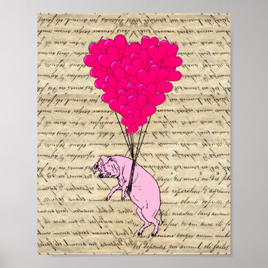 Varkens en hartballonnen poster (Voorkant)