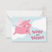 Varkens en kussen Klaslokaal Valentijnse  Notitiekaartje (Voorkant)