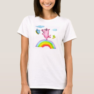Varkens en regenboog t-shirt