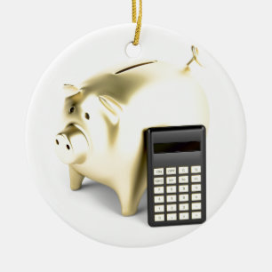Varkens en rekenmachines keramisch ornament