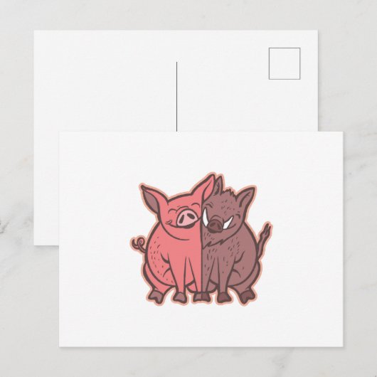 Varkens en wilde zwijnen briefkaart (Voorkant / Achterkant)