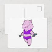 Varkens Fitness Dumbbell Briefkaart (Voorkant / Achterkant)