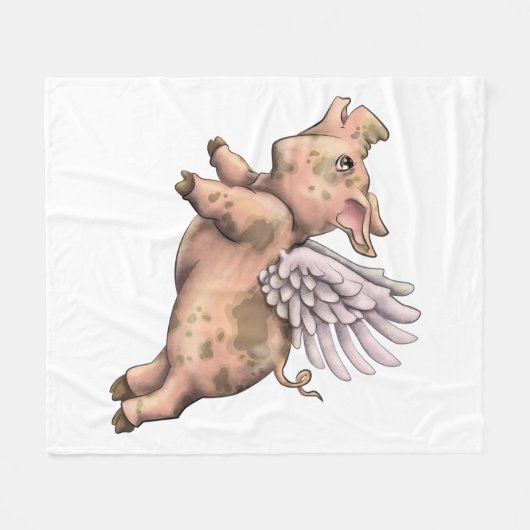 Varkens Fly Fleece Deken (Voorkant (Horizontaal))