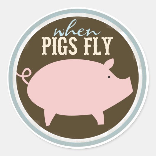 Varkens Fly Ronde Sticker (Voorkant)