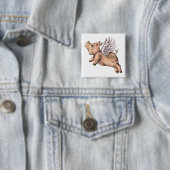 Varkens Fly Vierkante Button 5,1 Cm (In situ)