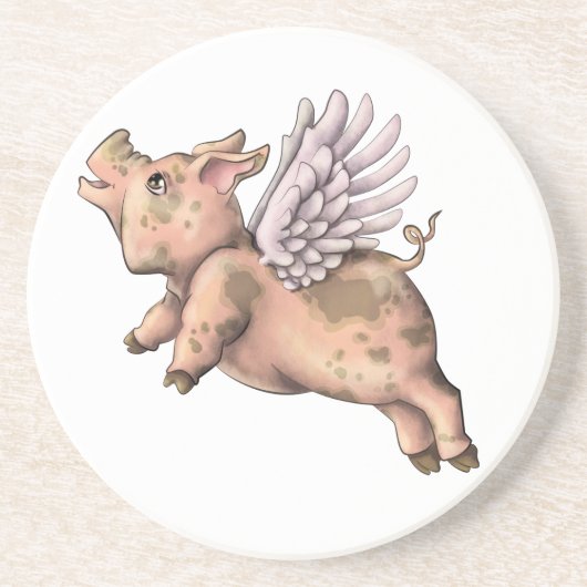 Varkens Fly Zandsteen Onderzetter (Voorkant)