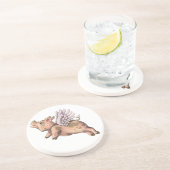 Varkens Fly Zandsteen Onderzetter (Zijkant)