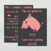 "Varkens gaan vliegen!" huwelijksuitnodiging Kaart (Voorkant / Achterkant)