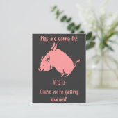 "Varkens gaan vliegen!" huwelijksuitnodiging Kaart (Staand voorkant)