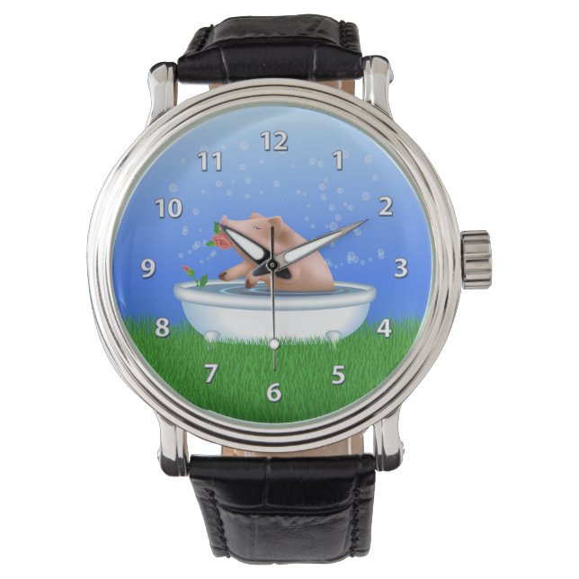 Varkens in Bath Horloge (Voorkant)