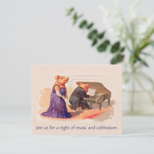 varkens in concert - uitnodiging ter gelegenheid (Staand voorkant)