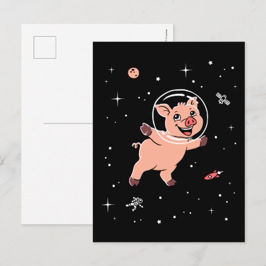 Varkens in de ruimte briefkaart (Voorkant / Achterkant)