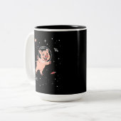 Varkens in de ruimte tweekleurige koffiemok (Voorkant links)