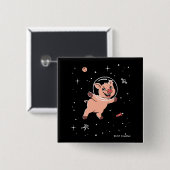 Varkens in de ruimte vierkante button 5,1 cm (Voorkant /achterkant)