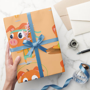 Varkens in de sportschool cadeaupapier