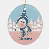 Varkens in de winter keramisch ornament (Links)