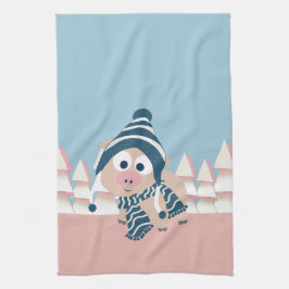 Varkens in de winter theedoek