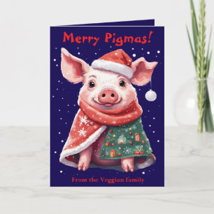 Varkens in dekens en kerstmuts Schattig dier Kerst Kaart