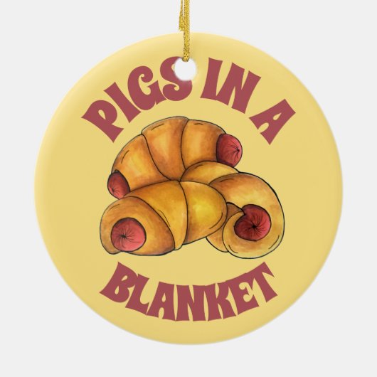 Varkens in een Blanket Crescent Roll Hot Dog Junk  Keramisch Ornament (Achterkant)