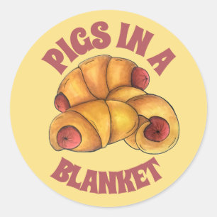 Varkens in een Blanket Crescent Roll Hot Dog Junk  Ronde Sticker