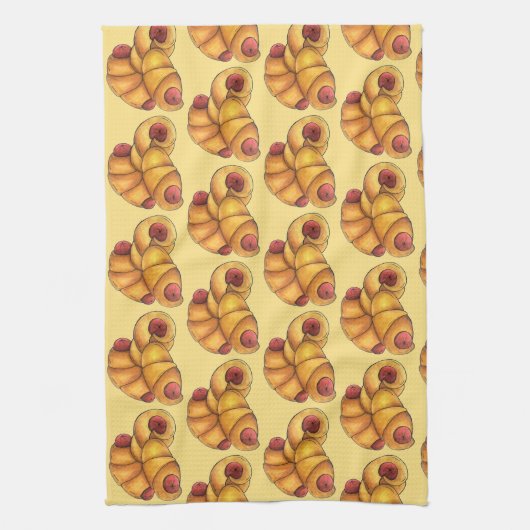 Varkens in een Blanket Crescent Roll Hot Dog Junk  Theedoek (Verticaal)