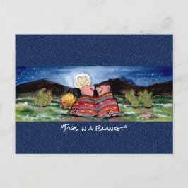 Varkens in een Briefkaart van de Waterverf van de