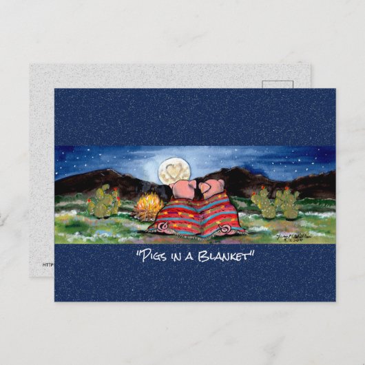 Varkens in een Briefkaart van de Waterverf van de (Voorkant / Achterkant)