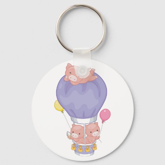 Varkens in een luchtballon sleutelhanger (Achterkant)