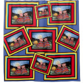 Varkens in een Romantic Love Moon Humor Douchegordijn (Voorkant)