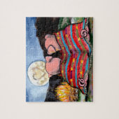 Varkens in een Romantische Night Moon Stars Kunst Legpuzzel (Verticaal)