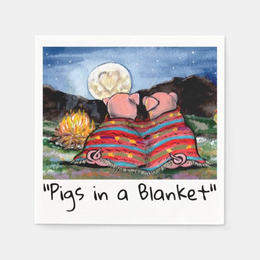 Varkens in een Romantische Night Moon Stars Kunst Servet (Voorkant)