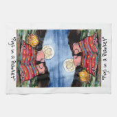 Varkens in een Romantische Night Moon Stars Kunst Theedoek (Horizontaal)