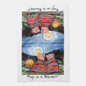 Varkens in een Romantische Night Moon Stars Kunst Theedoek (Verticaal)