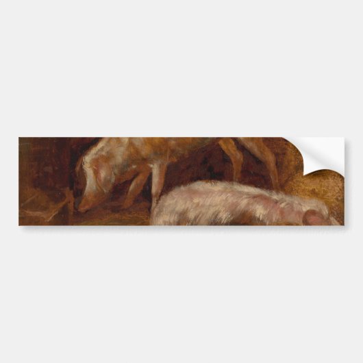 Varkens in een Stable (Animal Art) Bumpersticker (Voorkant)