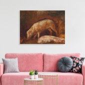 Varkens in een Stable (Animal Art) Canvas Afdruk (Insitu (Woonkamer))