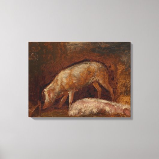 Varkens in een Stable (Animal Art) Canvas Afdruk (Voorkant)