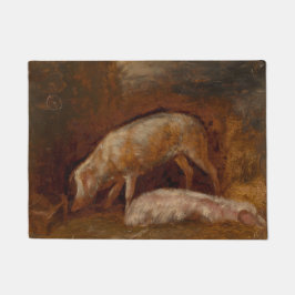 Varkens in een Stable (Animal Art) Deurmat