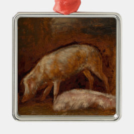 Varkens in een Stable (Animal Art) Metalen Ornament