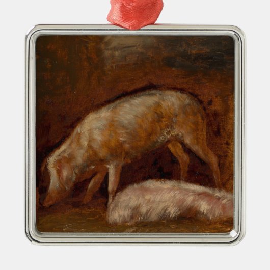 Varkens in een Stable (Animal Art) Metalen Ornament (Voorkant)