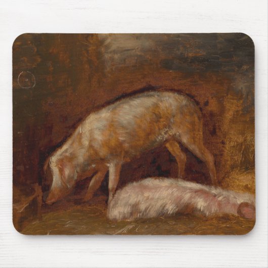 Varkens in een Stable (Animal Art) Muismat (Voorkant)