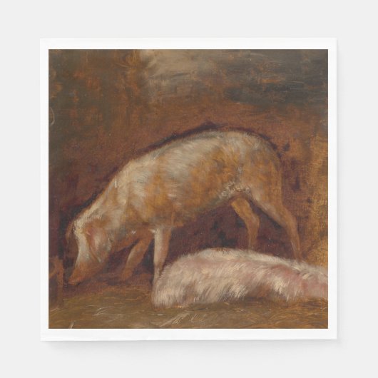 Varkens in een Stable (Animal Art) Servet (Voorkant)