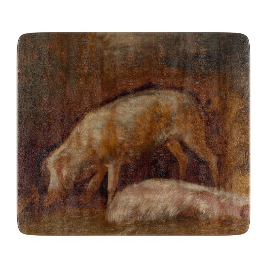 Varkens in een Stable (Animal Art) Snijplank (Voorkant)