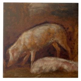 Varkens in een Stable (Animal Art) Tegeltje