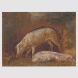 Varkens in een Stable (Animal Art) Tissuepapier