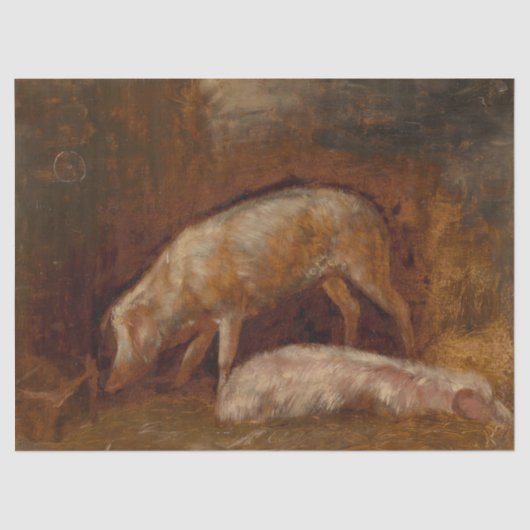 Varkens in een Stable (Animal Art) Tissuepapier (Voorkant)